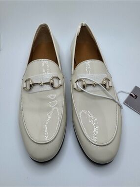 Gucci Jordaan Horsebit Patent Leather Loafers Ivory 37.5